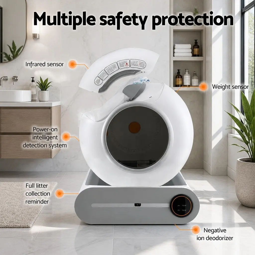 Automatic Cat Litter Box White Large 9L Waste Capacity Smart App Control