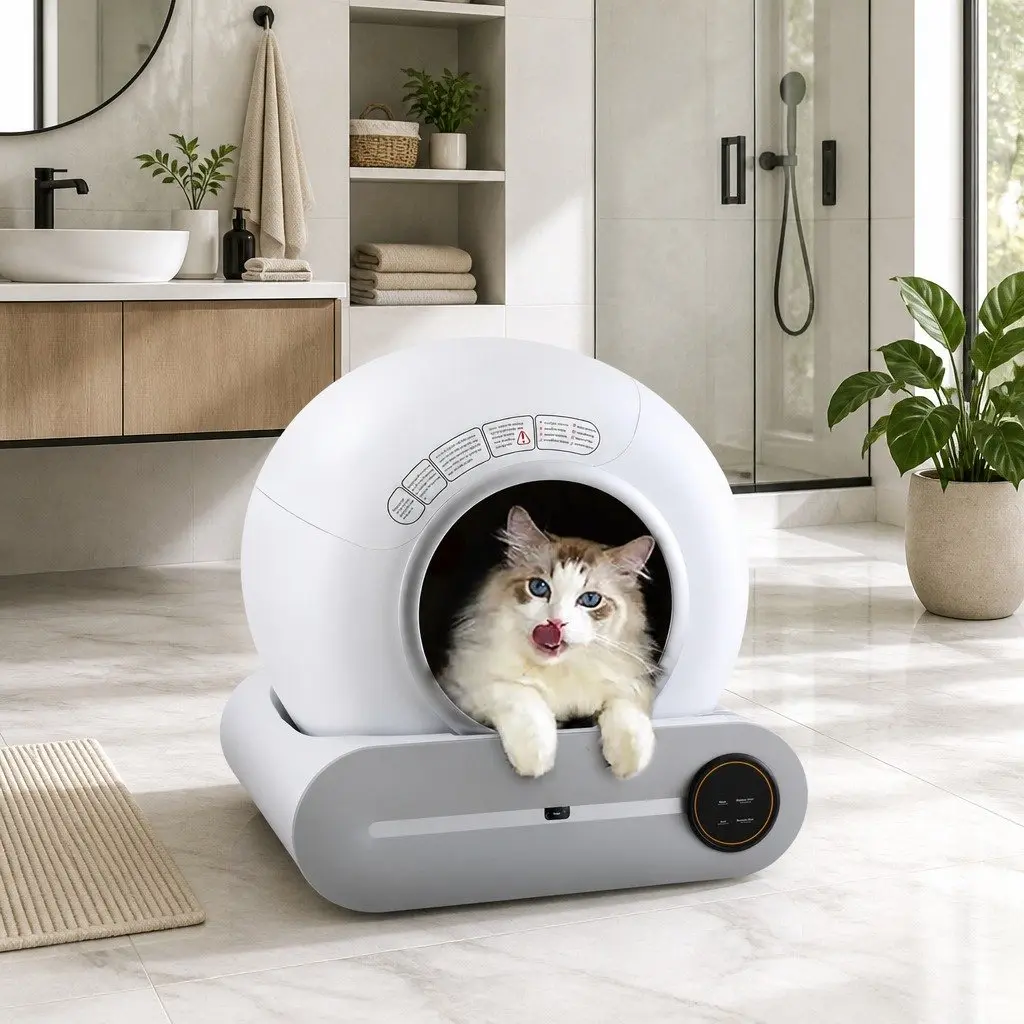 Automatic Cat Litter Box White Large 9L Waste Capacity Smart App Control