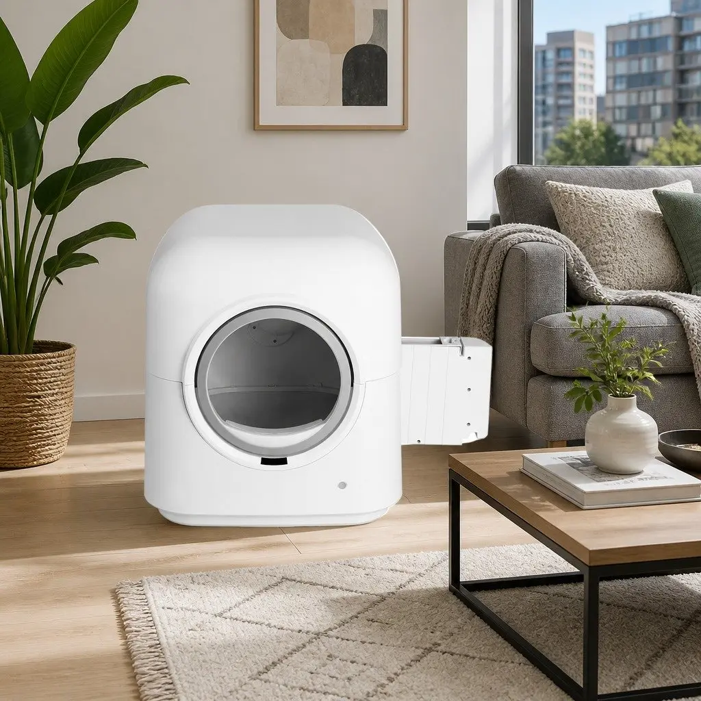 Automatic Cat Litter Box White Large Self-Cleaning App Control