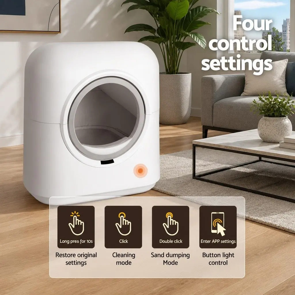 Automatic Cat Litter Box White Large Self-Cleaning App Control