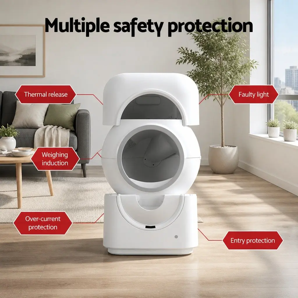 Automatic Cat Litter Box White Large Self-Cleaning App Control