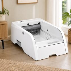 Compact Smart Cat Litter Box with Self-Cleaning Feature