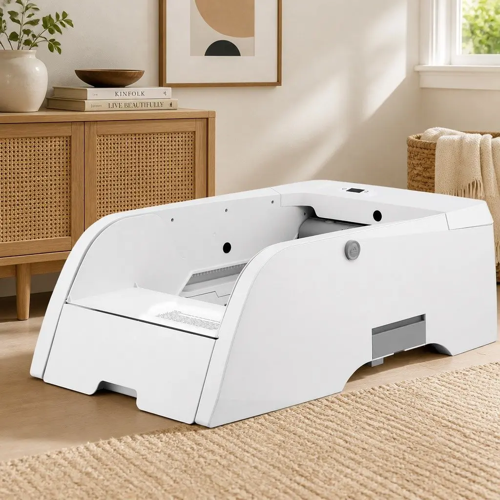 Automatic Cat Litter Box White 5L Smart Self-Cleaning App Control with Anti-Pinch Safety Ultra-Low Noise