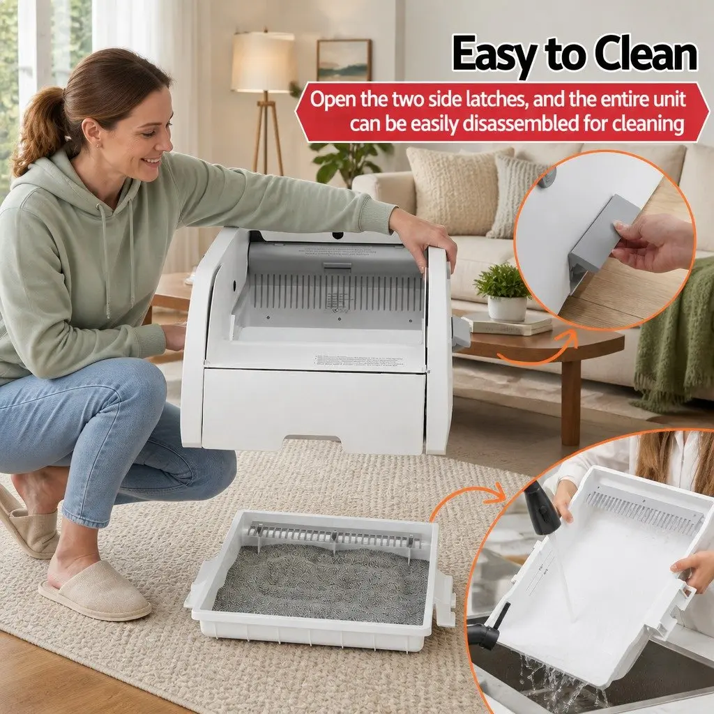 Automatic Cat Litter Box White 5L Smart Self-Cleaning App Control with Anti-Pinch Safety Ultra-Low Noise