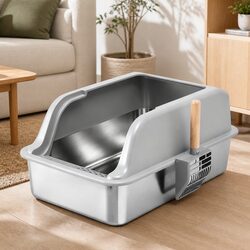 Compact Stainless Steel Cat Litter Box for Kitties
