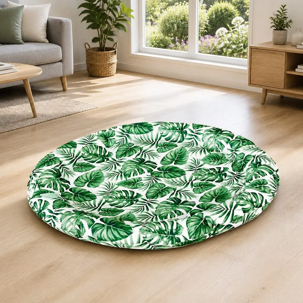 Pet Cooling Mat Green 50cm Self-Cooling Gel Dog Cat Round Bed Cushion