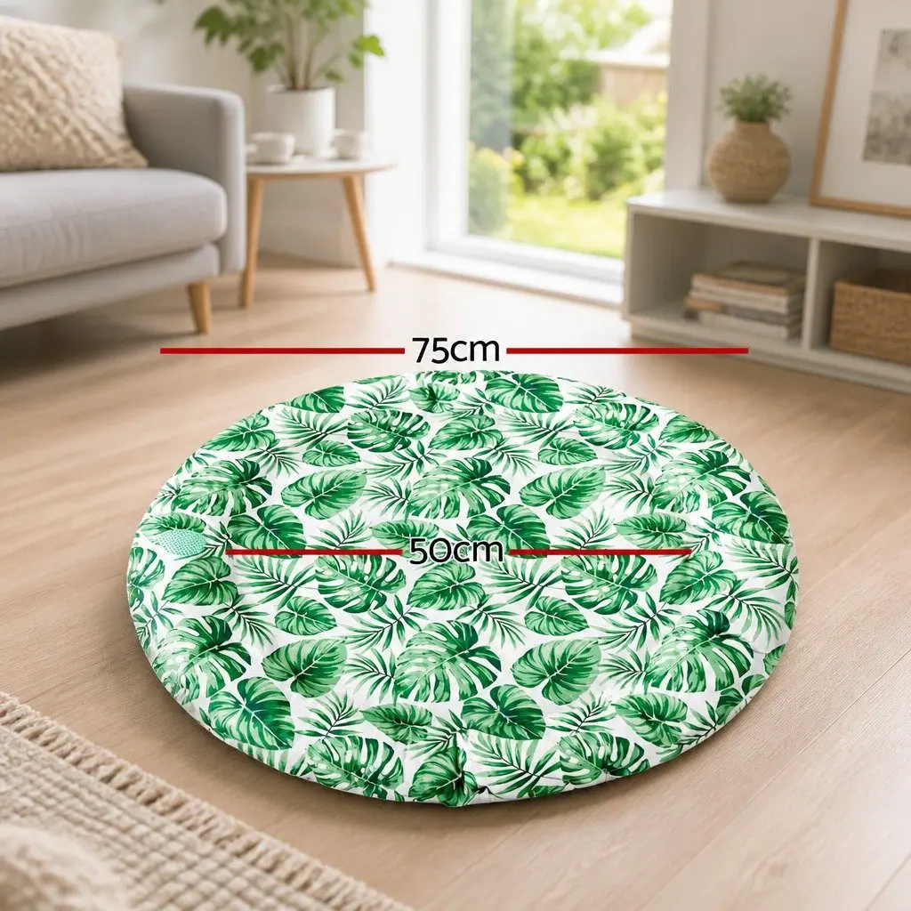 Pet Cooling Mat Green 50cm Self-Cooling Gel Dog Cat Round Bed Cushion