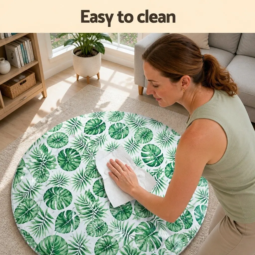 Pet Cooling Mat Green 50cm Self-Cooling Gel Dog Cat Round Bed Cushion