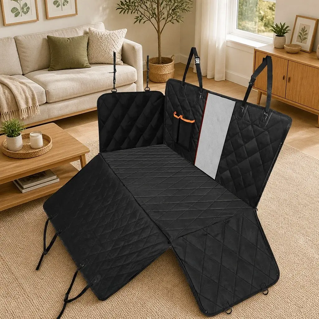 Pet Car Seat Cover Black Waterproof Non-Slip Hammock Style 137cm x 147cm