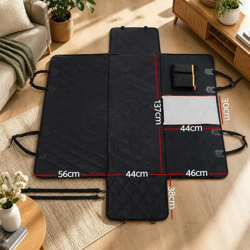 Pet Car Seat Cover Black Waterproof Non-Slip Hammock Style 137cm x 147cm