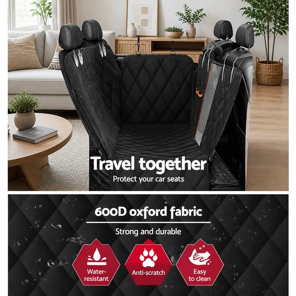 Pet Car Seat Cover Black Waterproof Non-Slip Hammock Style 137cm x 147cm