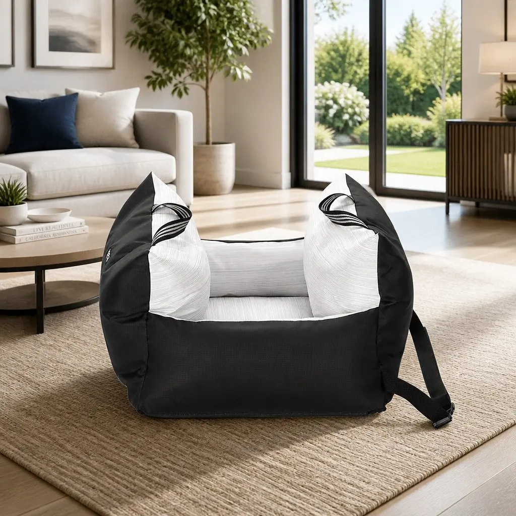 Dog Car Seat Booster Black Grey 55cm Portable Pet Bed Non-Slip Waterproof
