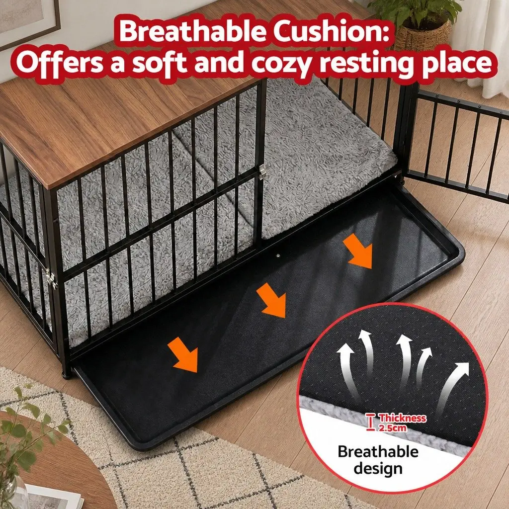 Extra Large Dog Crate Furniture 107cm Pet Cage Wooden Black Modular Playpen
