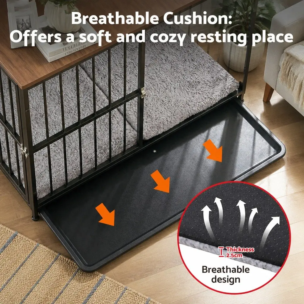 Large Dog Crate Furniture 93cm Wooden Pet Cage Playpen Side Table Black