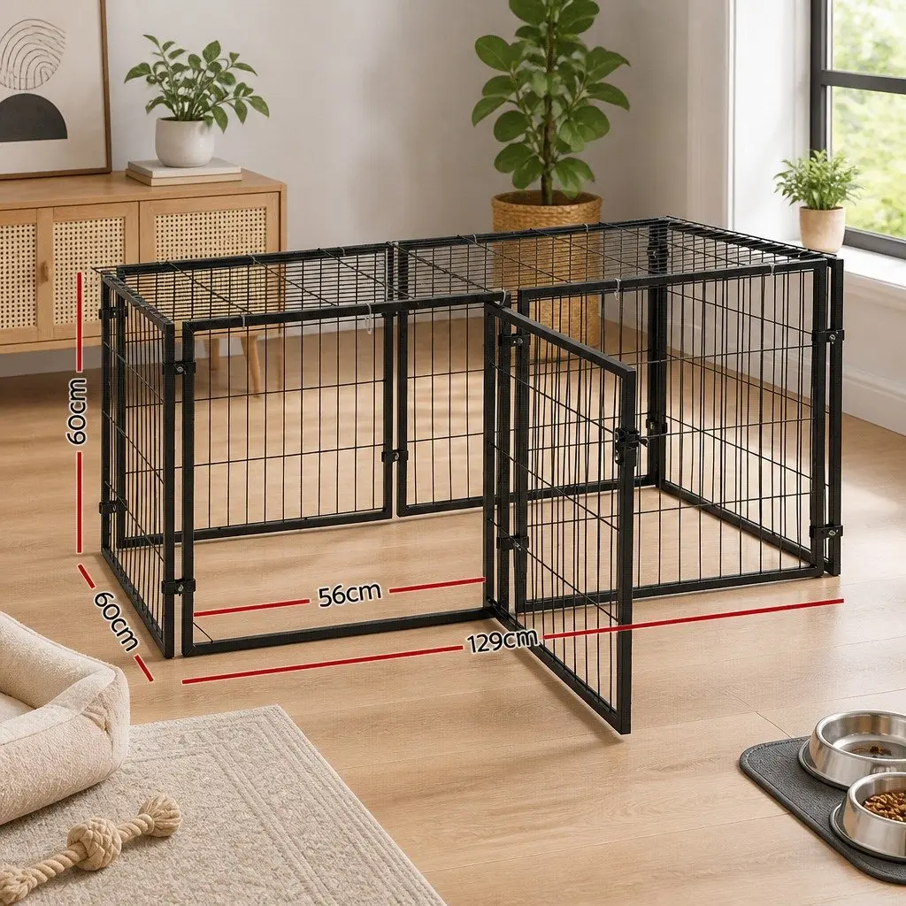 Dog Crate Black 129cm Heavy-duty Metal Construction Secure Top Flexible Door