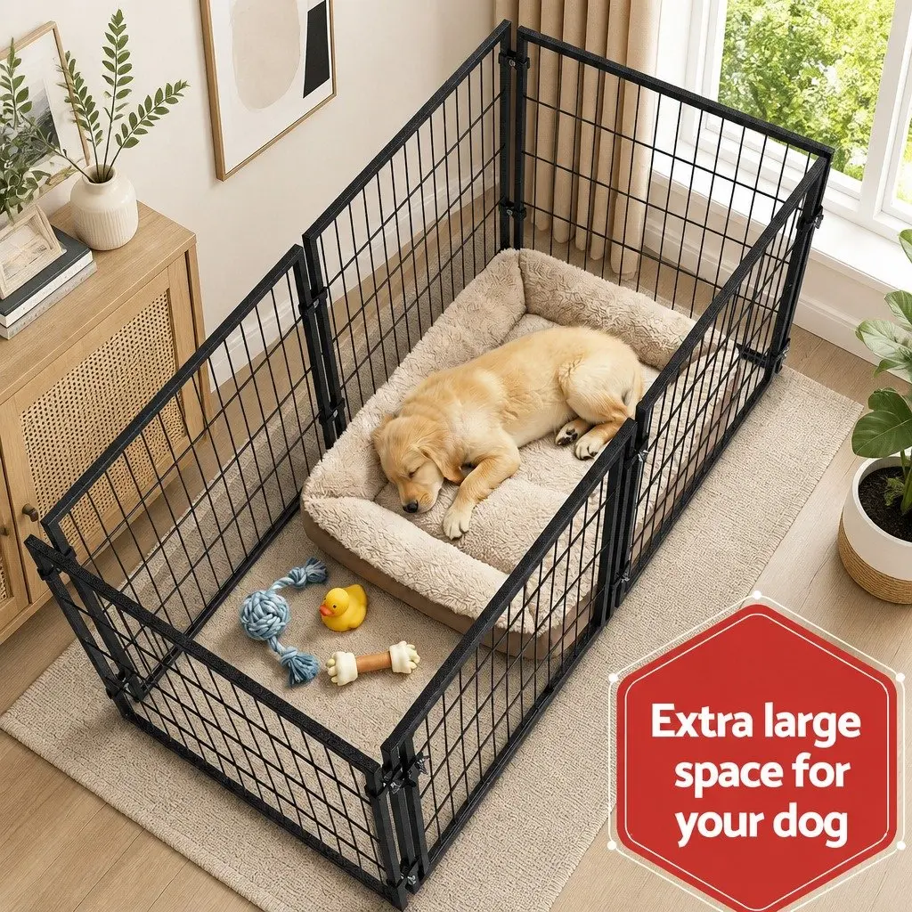 Dog Crate Black 129cm Heavy-duty Metal Construction Secure Top Flexible Door