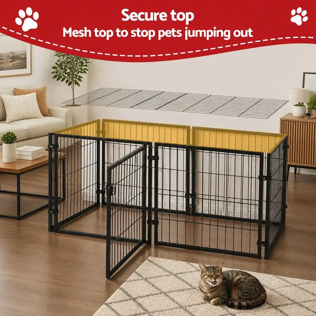 Dog Crate Black 129cm Heavy-duty Metal Construction Secure Top Flexible Door