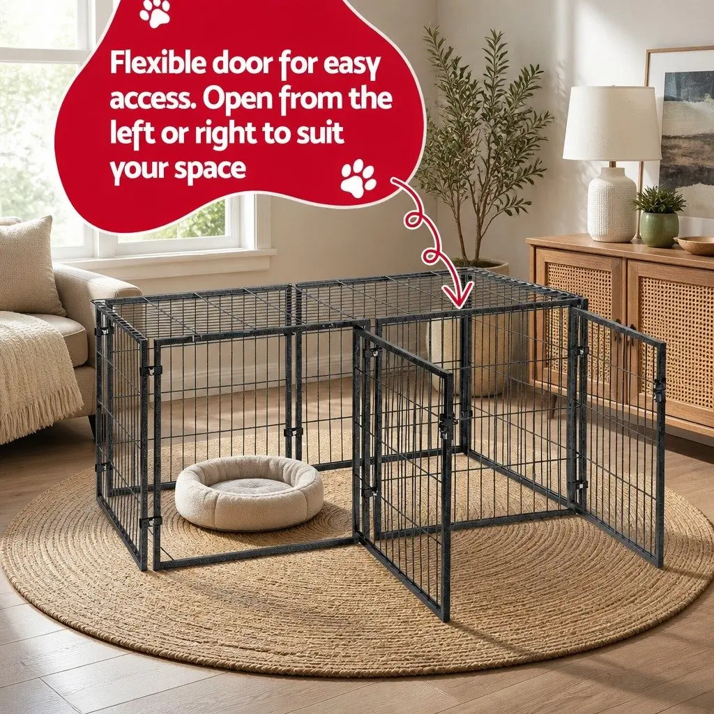 Dog Crate Black 129cm Heavy-duty Metal Construction Secure Top Flexible Door
