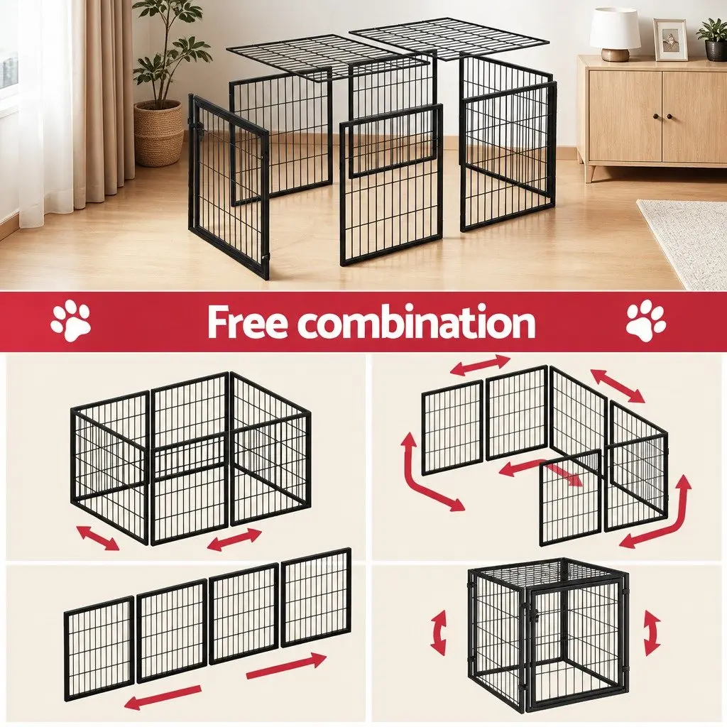 Dog Crate Black 129cm Heavy-duty Metal Construction Secure Top Flexible Door