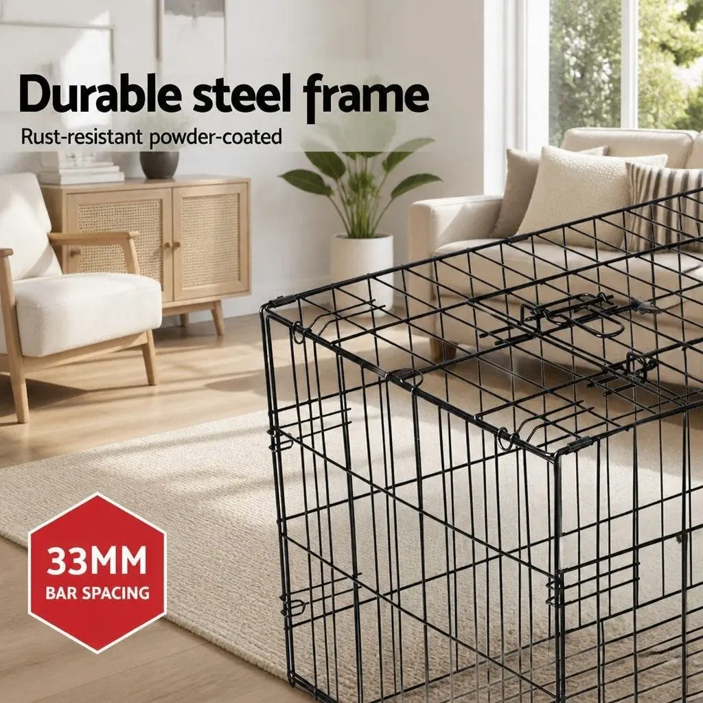 Dog Cage Crate Black 42" Foldable with 3 Access Doors