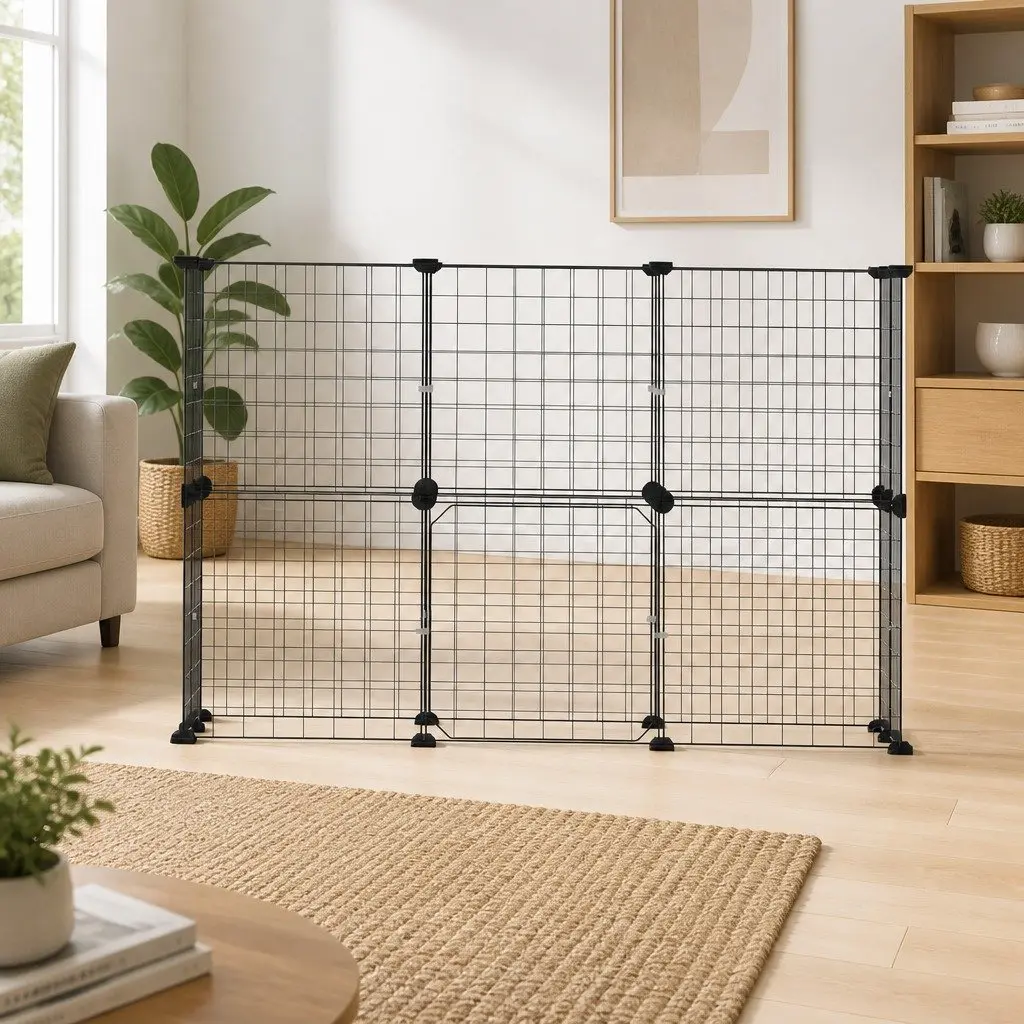 Dog Playpen Black 20 Panel Metal Foldable Pet Cage Enclosure