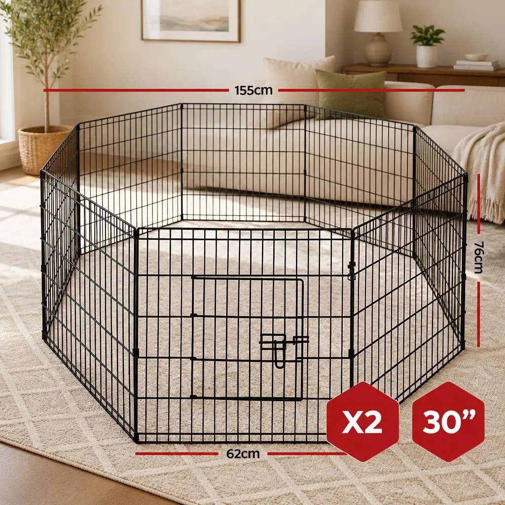 8 Panel Pet Playpen Dog Fence Exercise Enclosure Play Pen Indoor Outdoor
