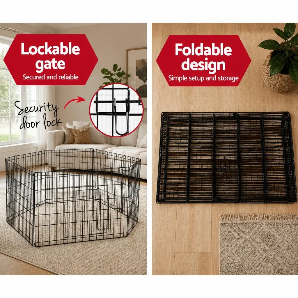 8 Panel Pet Playpen Dog Fence Exercise Enclosure Play Pen Indoor Outdoor
