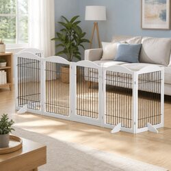 Compact White Dog Playpen with 6 Flexible Panels
