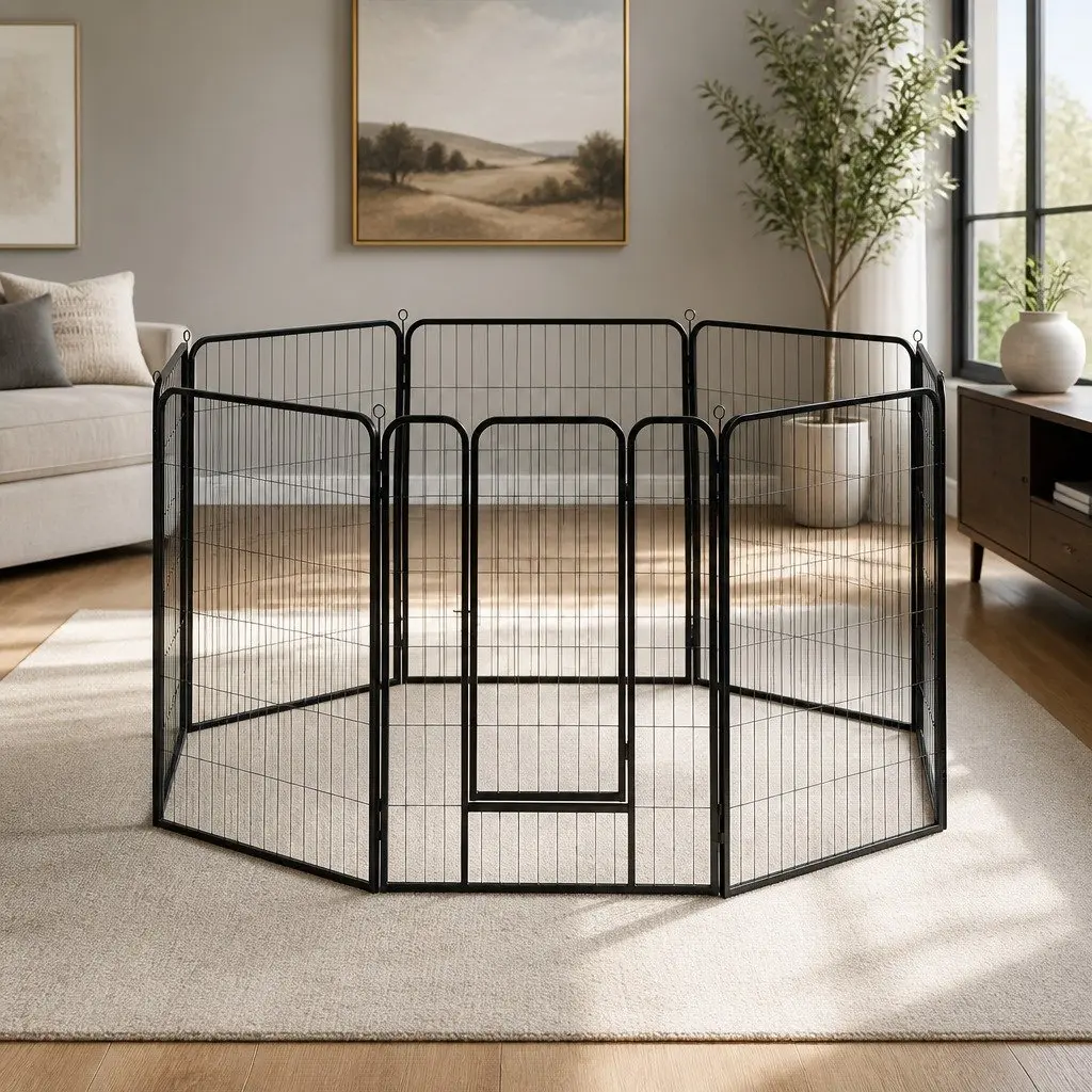 8 Panel Dog Playpen in Black