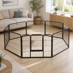 Metal Pet Playpen 24" 8 Panel Dog Exercise Enclosure Fence Foldable Lockable