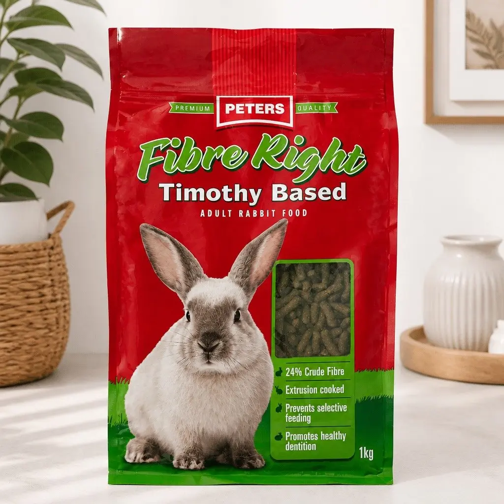 Adult Rabbit Pellet Food High Fibre Timothy Hay 1kg Digestive Health