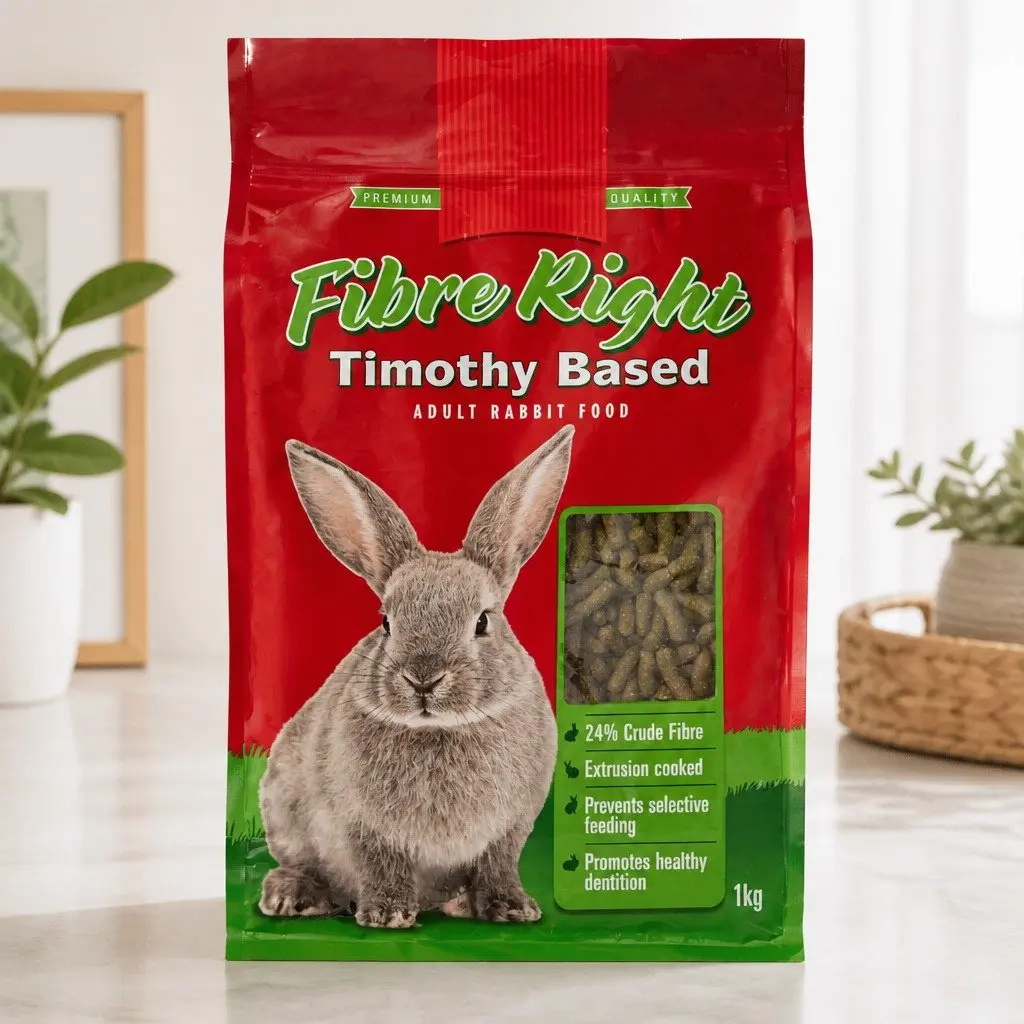 Adult Rabbit Pellet Food High Fibre Timothy Hay 1kg Digestive Health