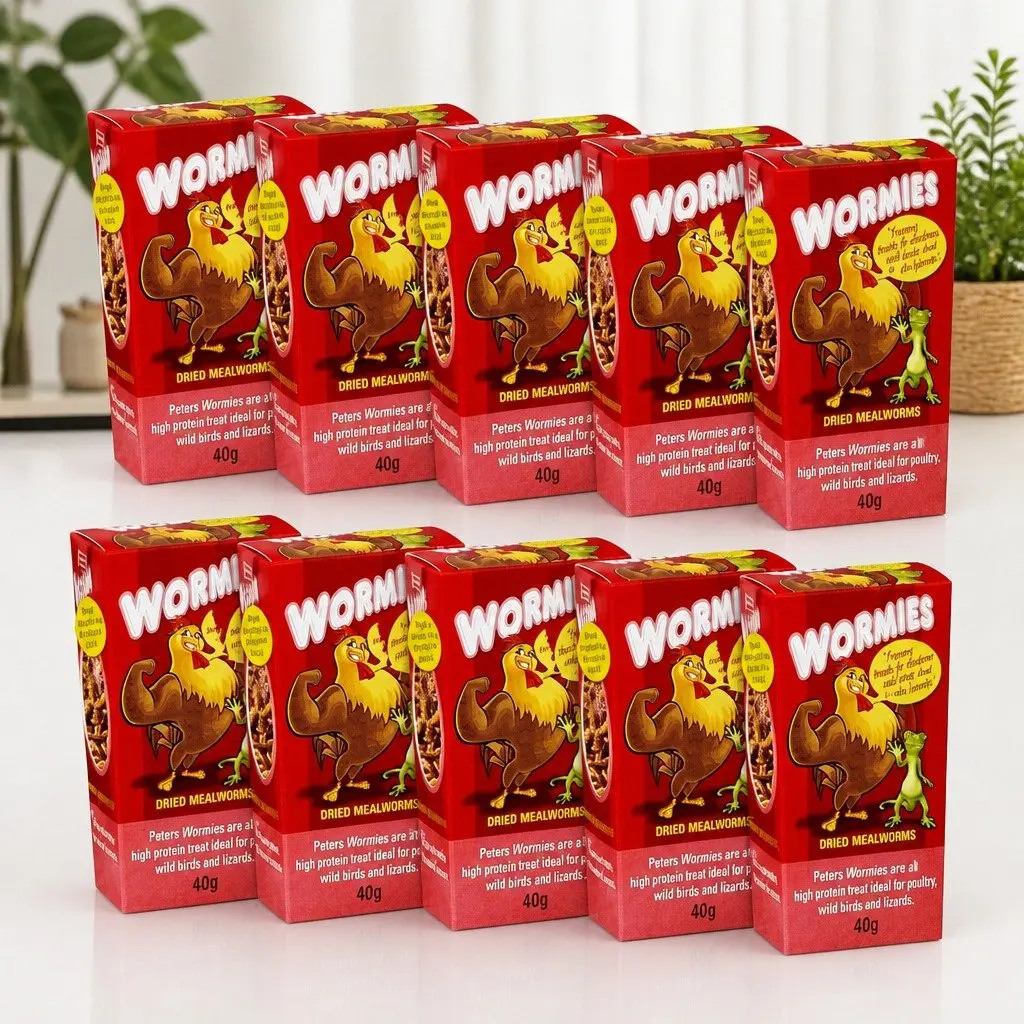 Dried Mealworm Treat 40g x10 Poultry Wild Birds Reptiles Fish Protein Supplement