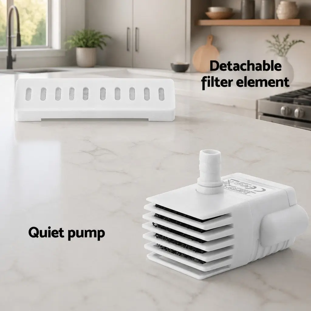 Automatic Pet Water Fountain White 2.2L Three Layer Filtration System