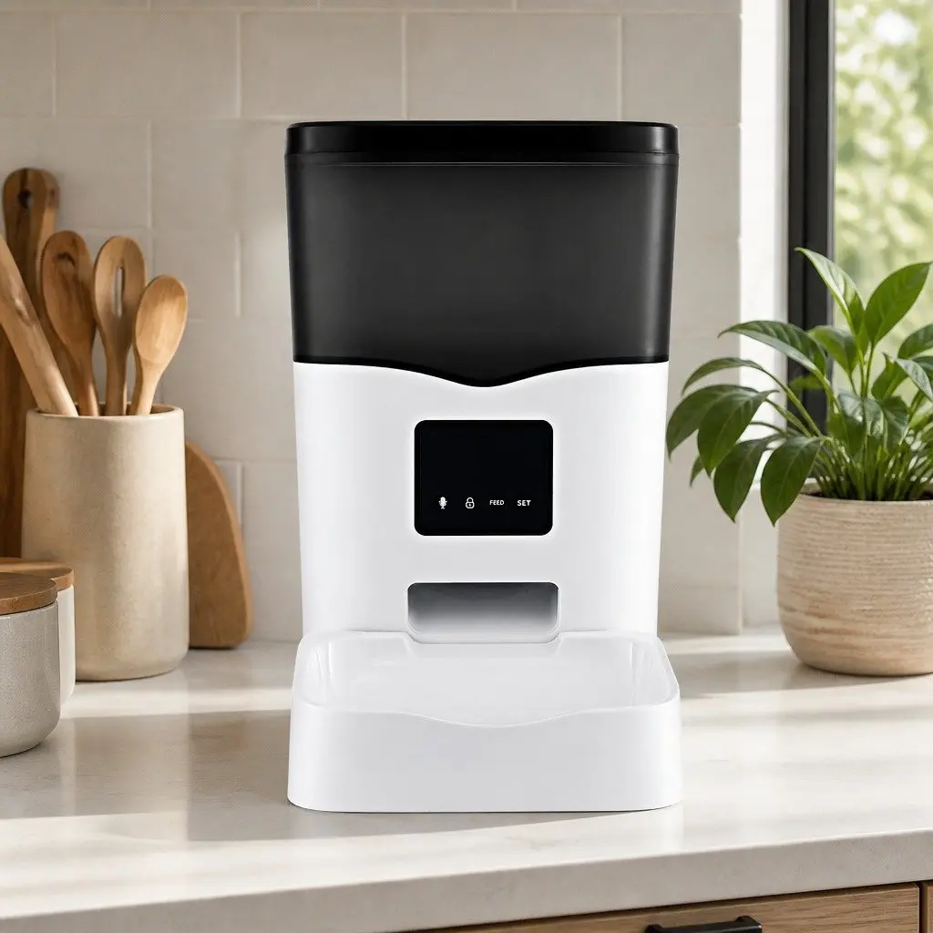Automatic Pet Feeder Black 3L WiFi Smart Dog Cat Food Dispenser with Flexible Scheduling and Dual Power Options