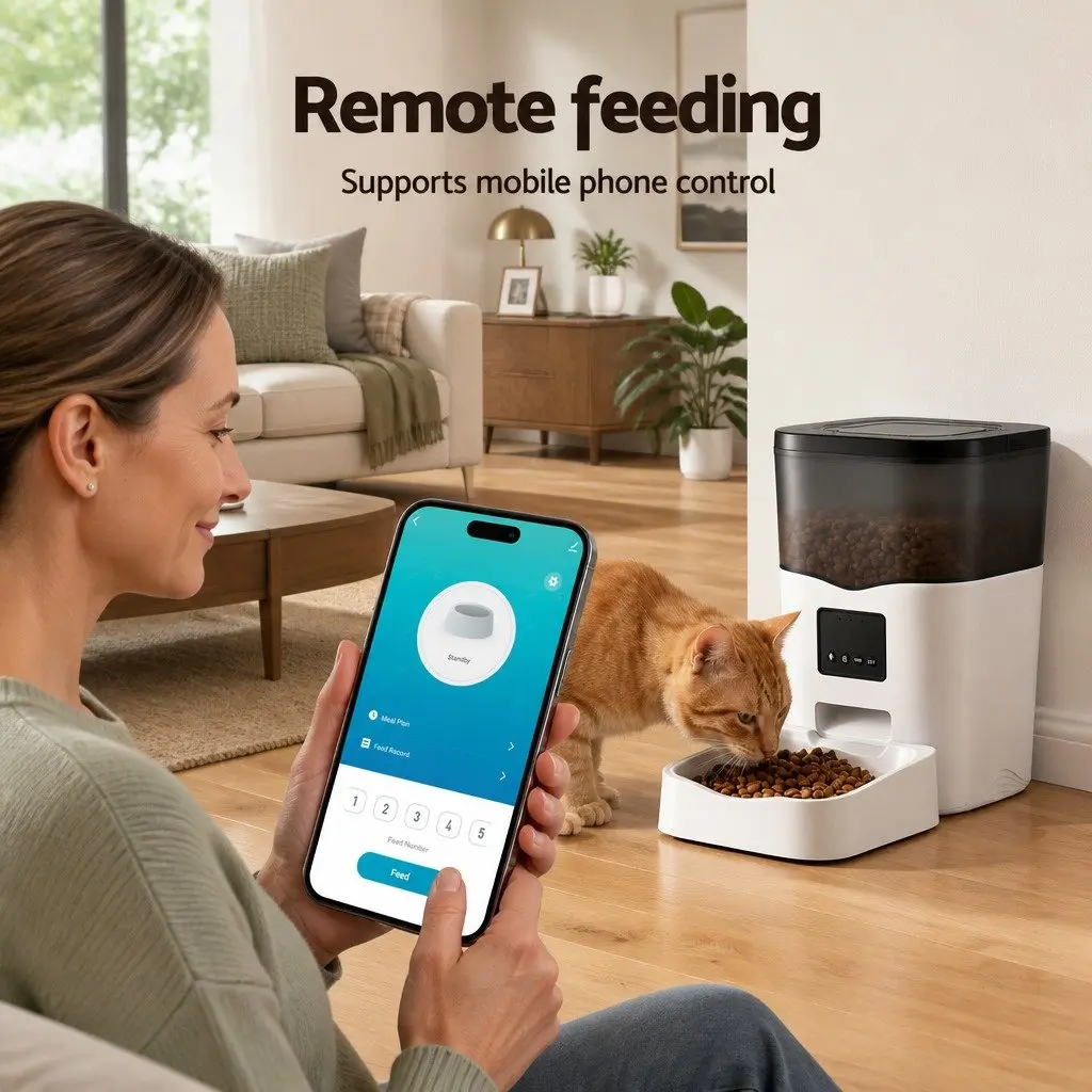 Automatic Pet Feeder Black 3L WiFi Smart Dog Cat Food Dispenser with Flexible Scheduling and Dual Power Options