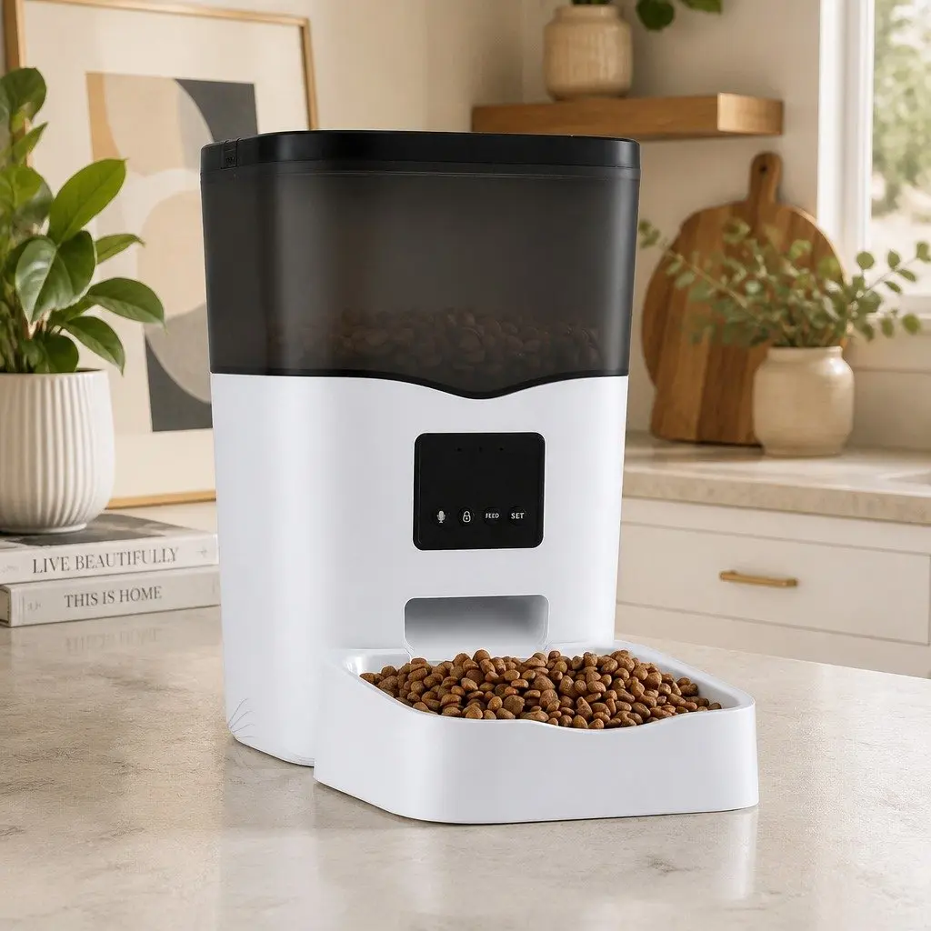 Automatic Pet Feeder Black 3L WiFi Smart Dog Cat Food Dispenser with Flexible Scheduling and Dual Power Options