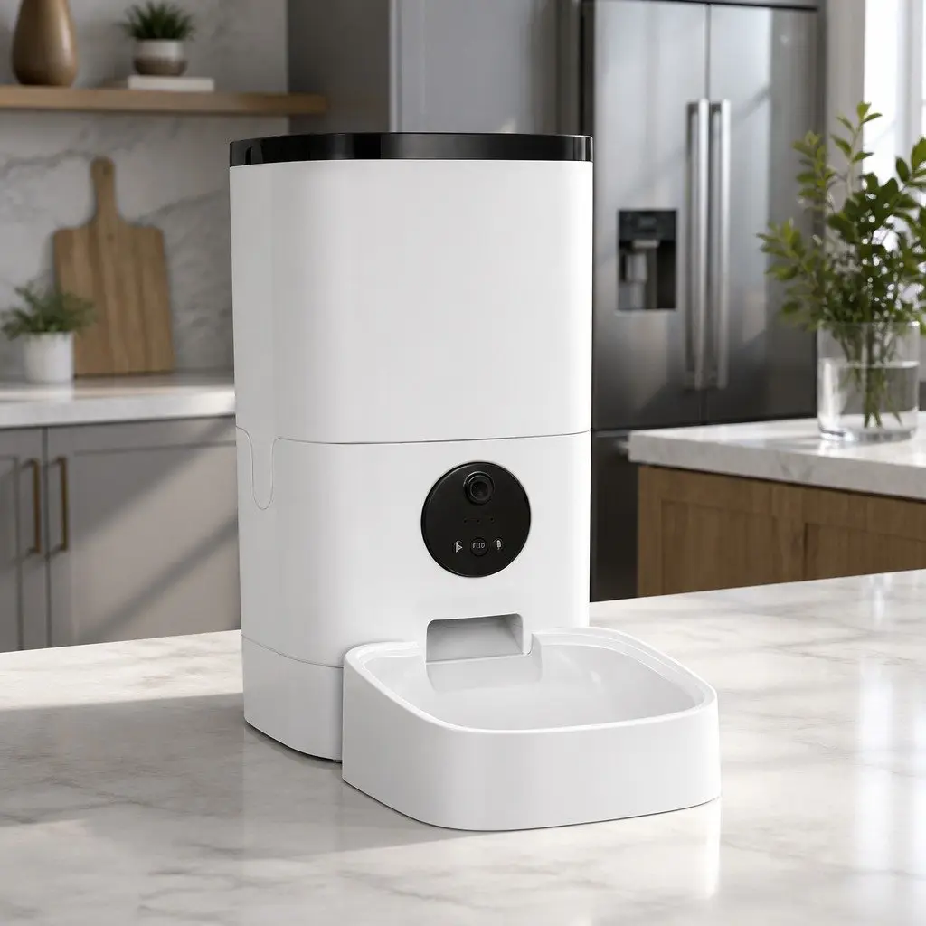 Automatic Pet Feeder White 6L WiFi Smart Food Dispenser with Camera Timer and Portions