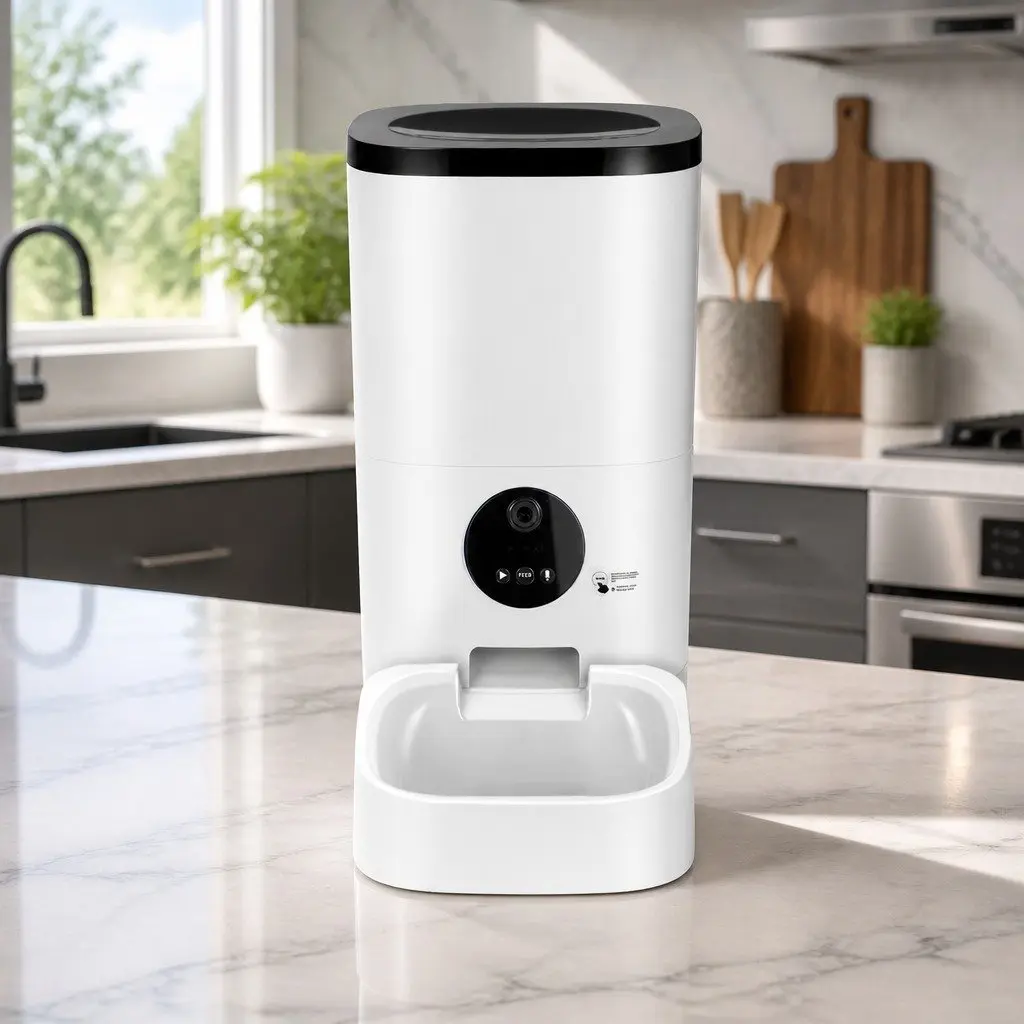 Automatic Pet Feeder White 6L WiFi Smart Food Dispenser with Camera Timer and Portions