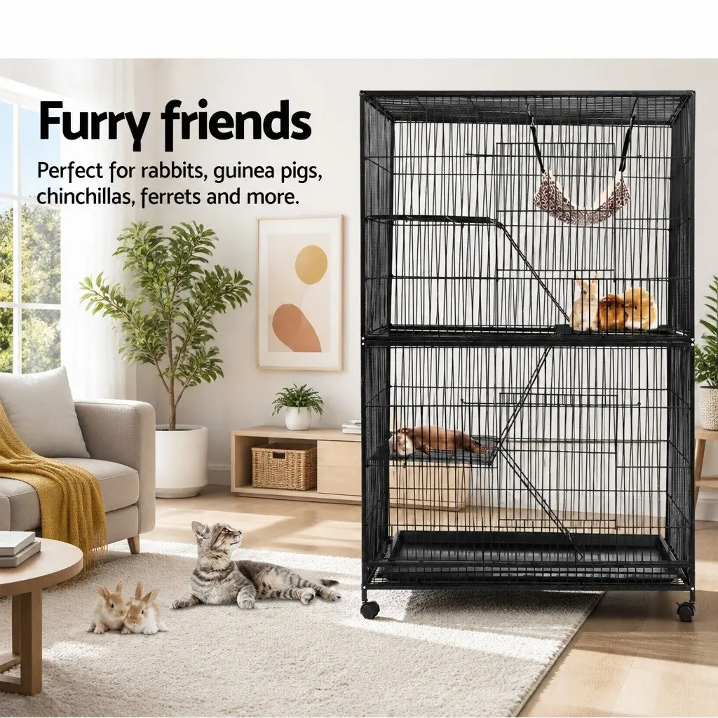 Rabbit Cage Hutch 142cm Height Multi-Level Guinea Pig Ferret Small Animal