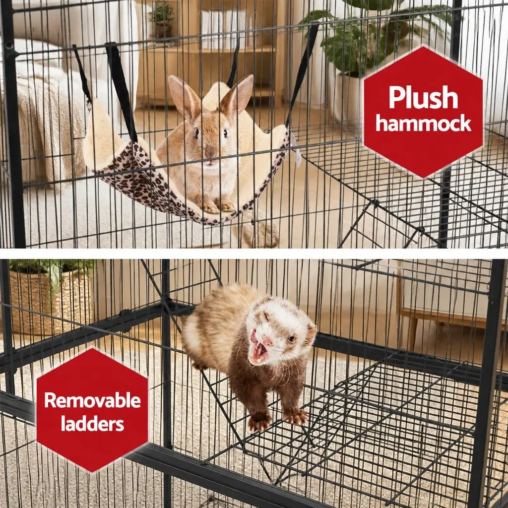 Rabbit Cage Hutch 142cm Height Multi-Level Guinea Pig Ferret Small Animal