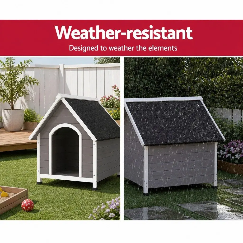 Dog Kennel Grey Large Weatherproof Wooden Indoor Outdoor Puppy Pet Cabin