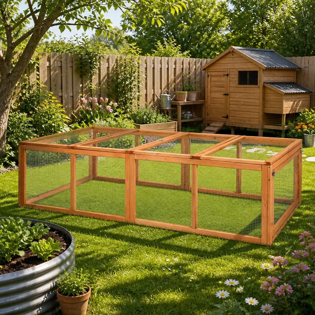 Wooden Chicken Coop Rabbit Hutch Nature Wood 180cm Extra Large Run Enclosure