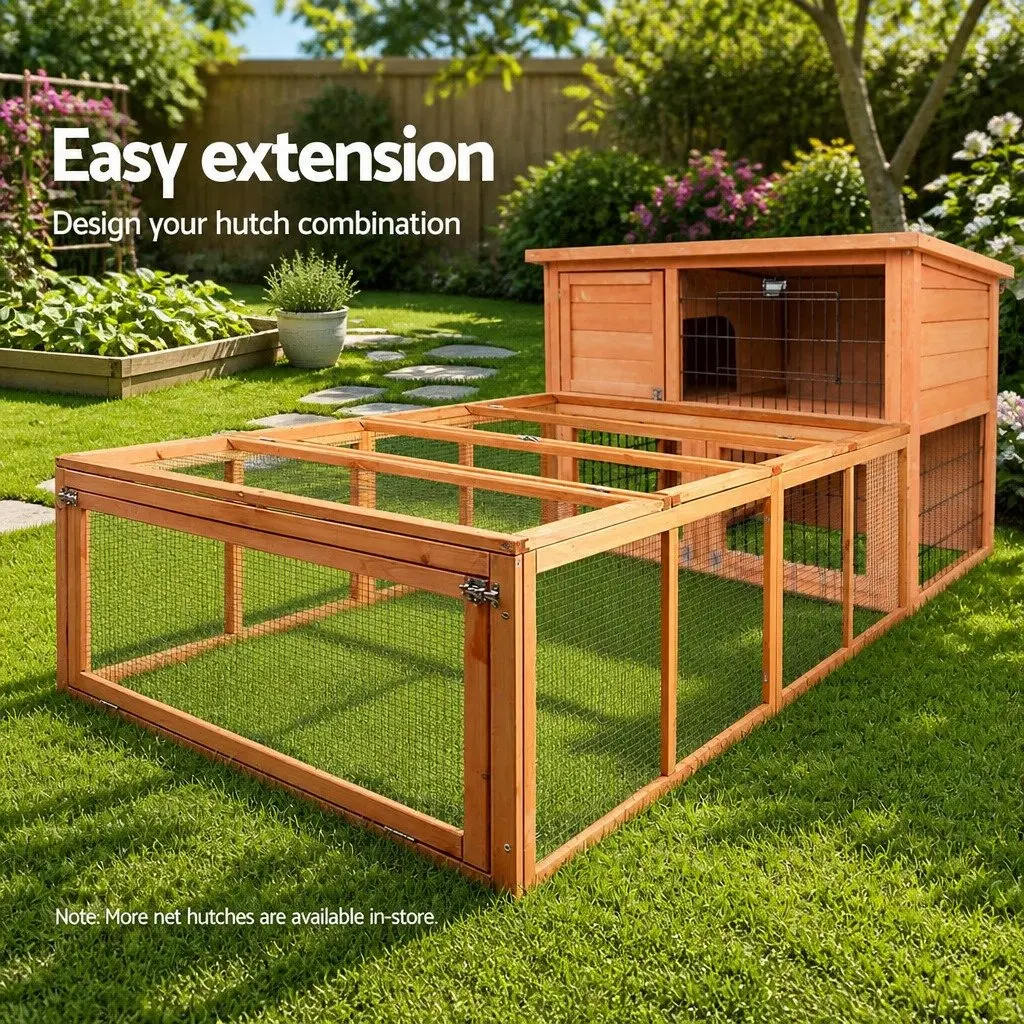 Wooden Chicken Coop Rabbit Hutch Nature Wood 180cm Extra Large Run Enclosure