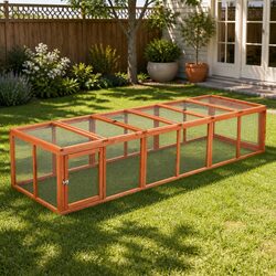 Chicken Coop Wooden Pet Run Rabbit Hutch Large Outdoor Cage Play Area 240cm
