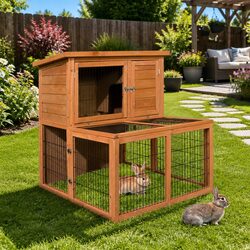 Chicken Coop Rabbit Hutch Large Wooden Cage Run Outdoor House Enclosure Pets