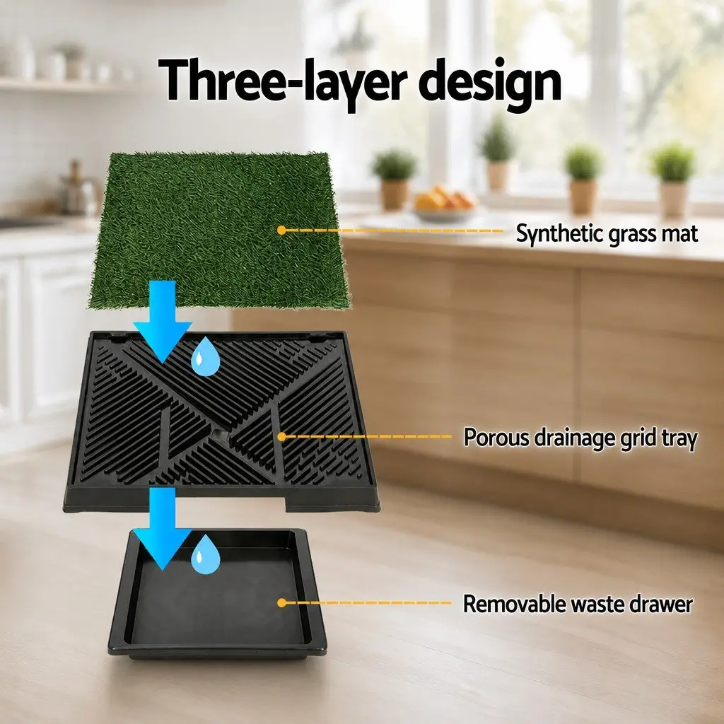 Dog Training Pad with Synthetic Grass Mat 2pk