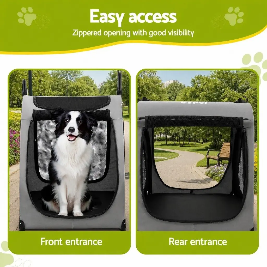 Pet Stroller Dog Pram Cat Carrier Travel Foldable 4 Wheels Trolley Spacious