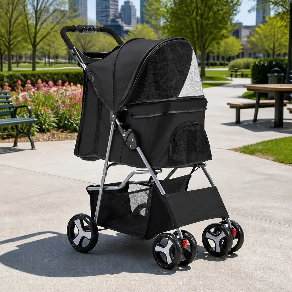 4 Wheel Pet Stroller with Easy Functionality