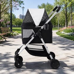 Pet Stroller Pram Dog Cat Carrier Large Foldable 4 Wheels Pushchair Travel